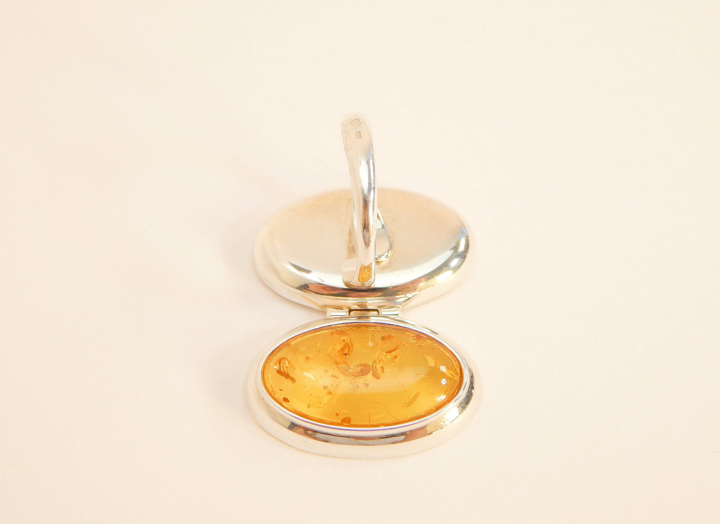 Natural Baltic Lemon Amber Adjustable Poison Ring in 925 Sterling Silver