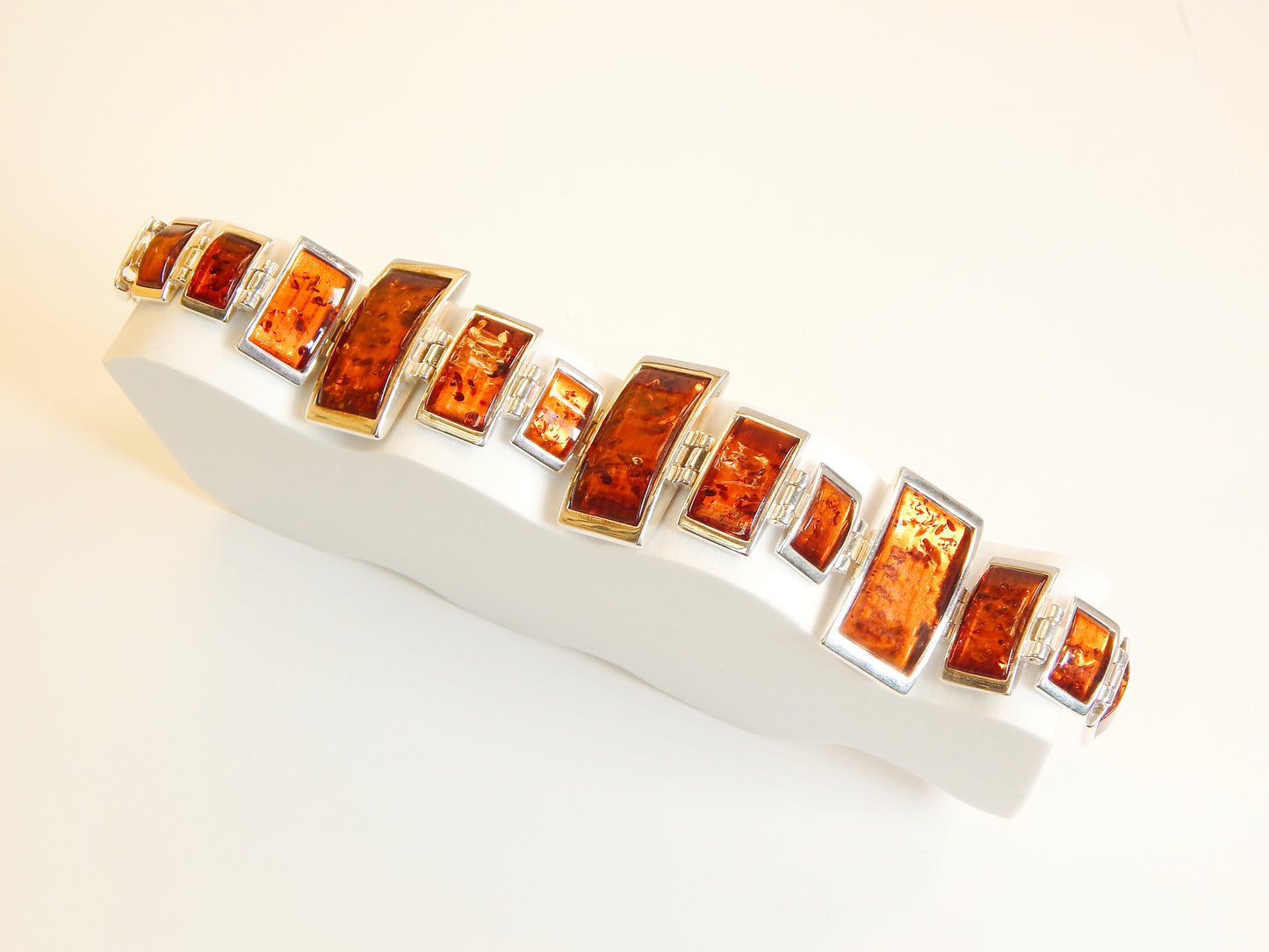 Natural Baltic Cognac Amber Geometric Designer Bracelet