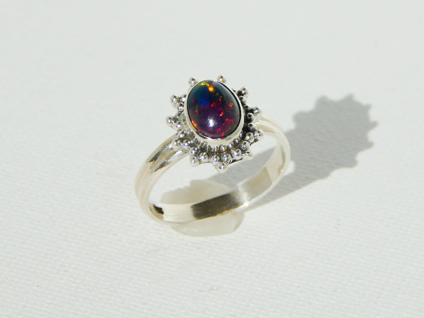 Genuine Black Ethiopian Opal Oval Cut Ring