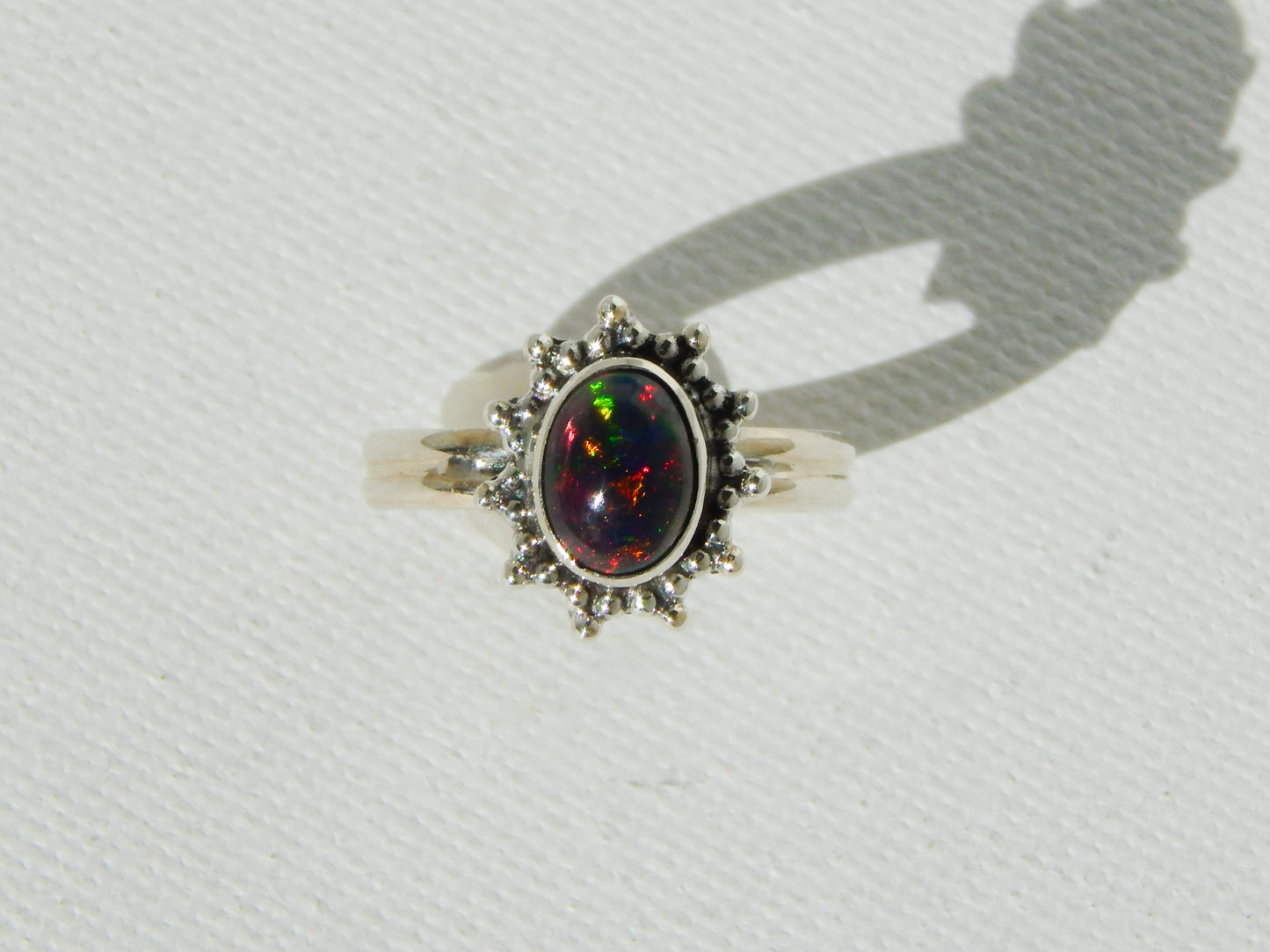 Genuine Black Ethiopian Opal Oval Cut Ring