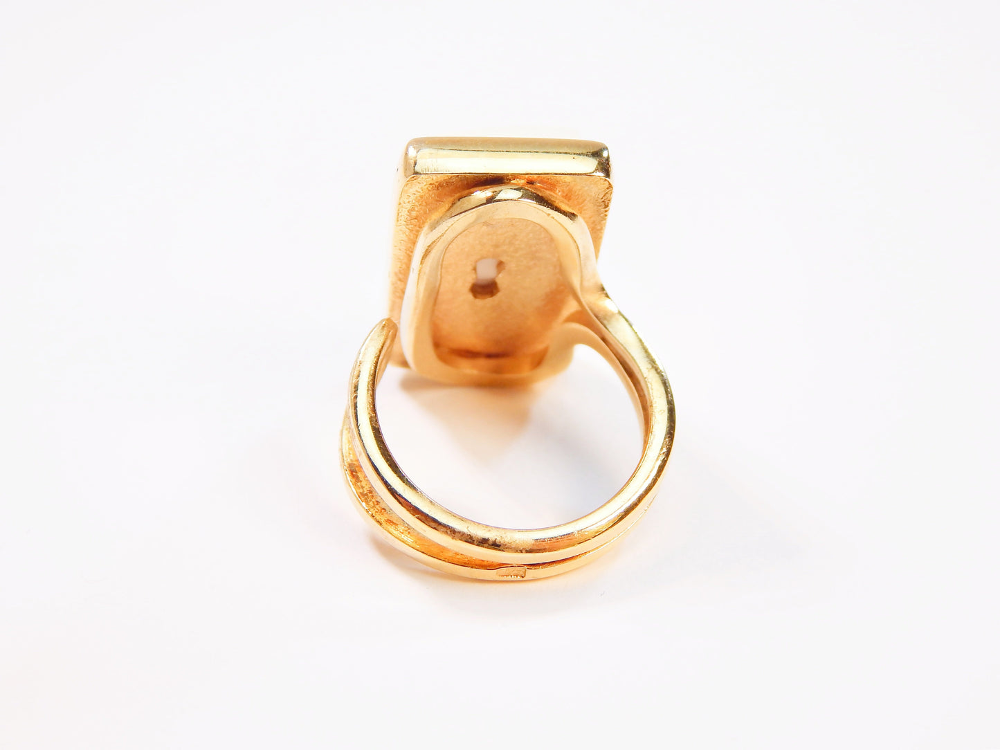 Natural Baltic Rare White Amber Adjustable Ring in 14k Gold Plated s925