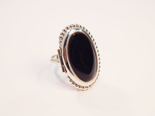 Natural Baltic Black Cherry Amber Adjustable Poison Ring