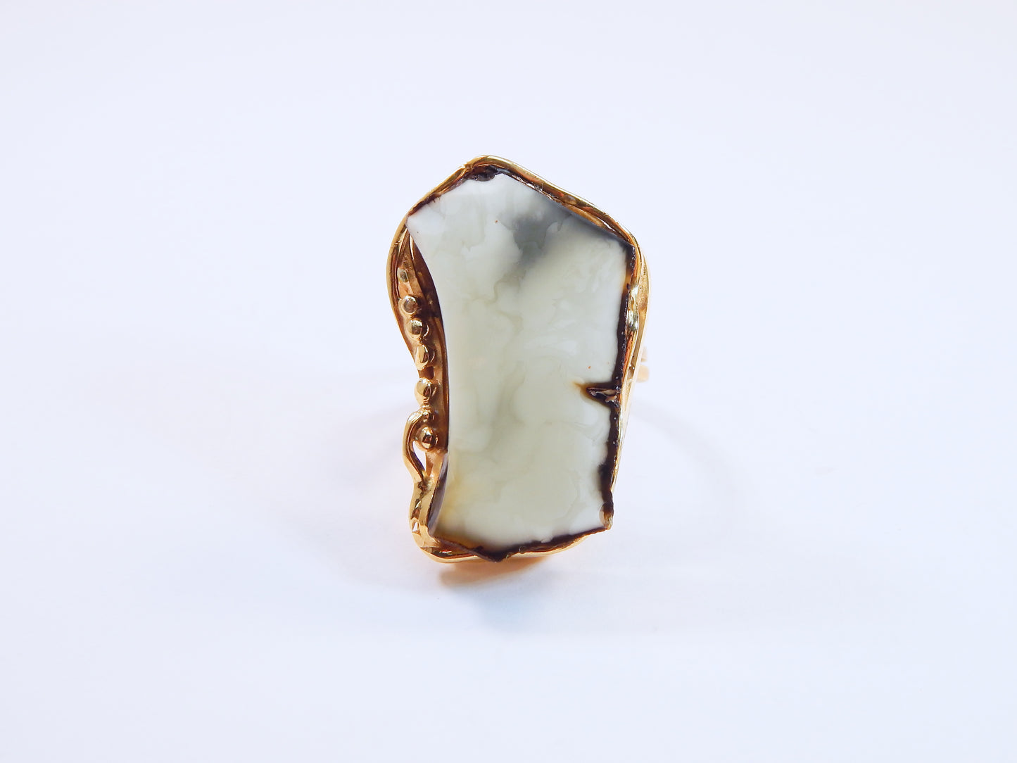 Natural Baltic Cognac Fire Amber Adjustable Poison Ring