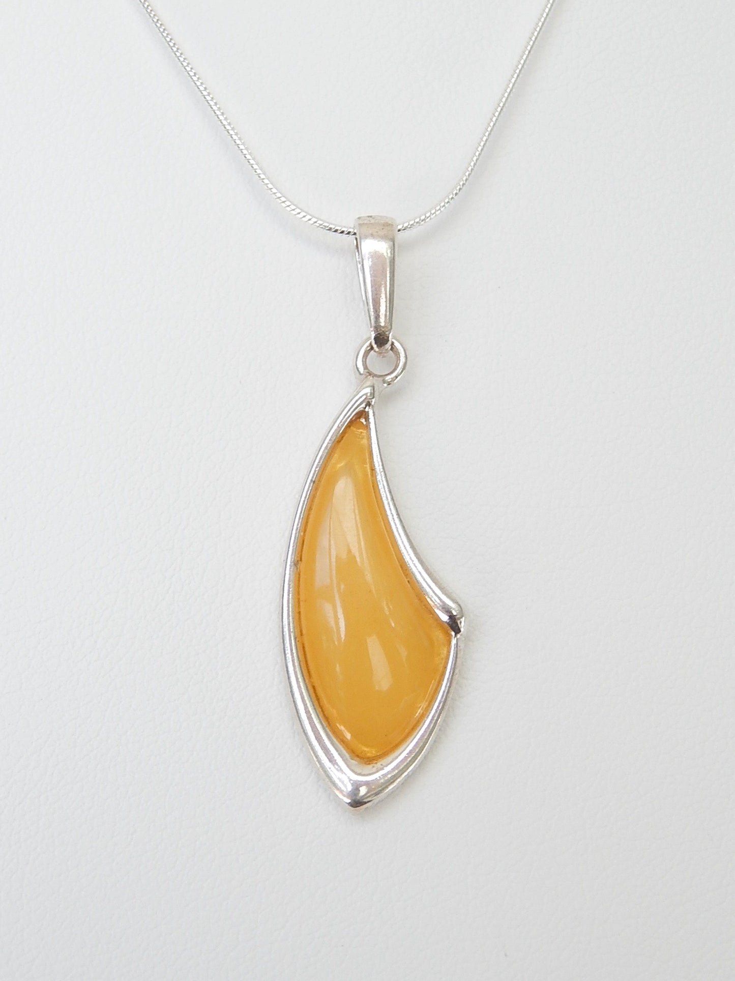 Natural Baltic Lemon Amber Modern Geometric Pendant Necklace