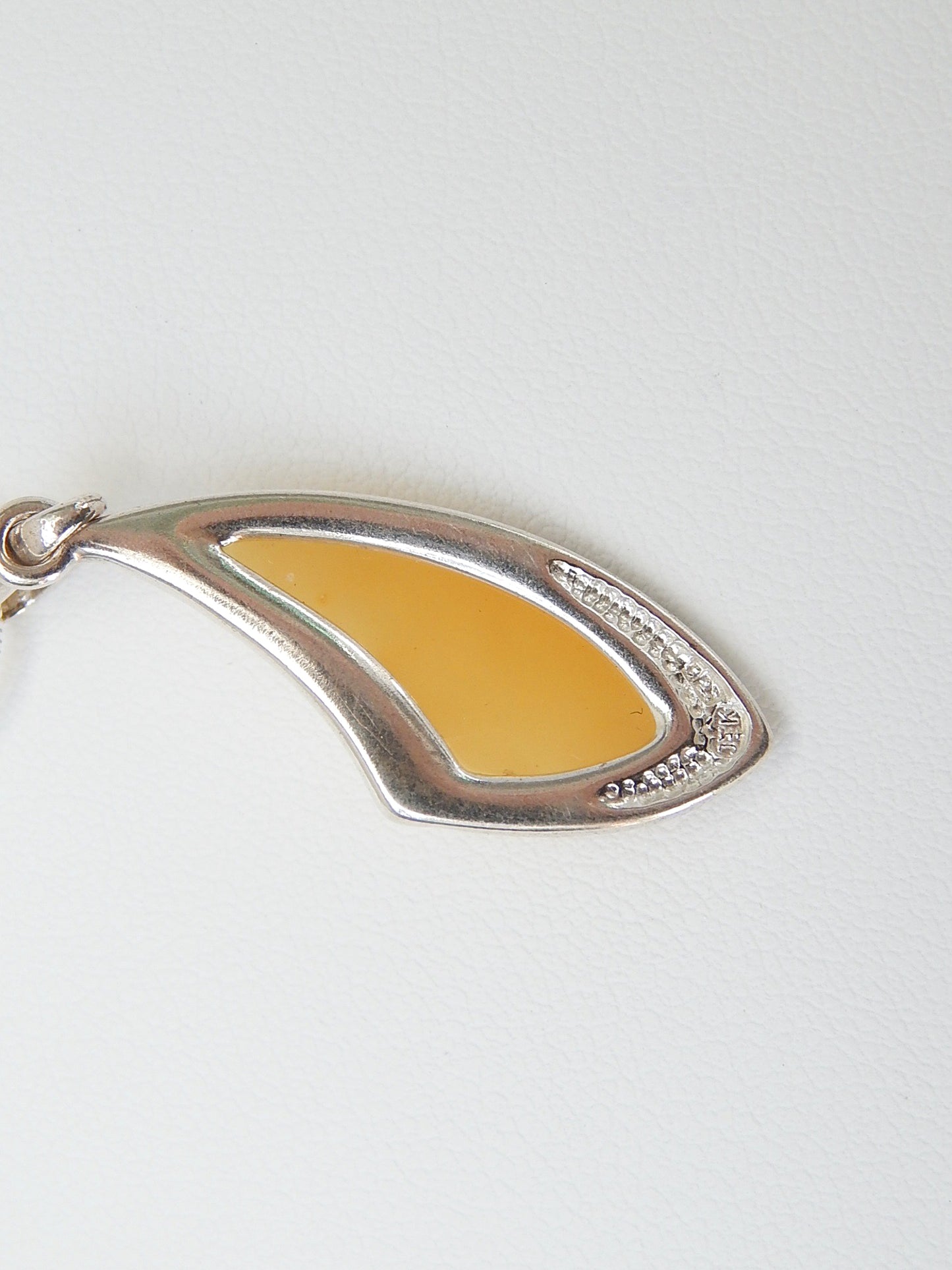 Natural Baltic Lemon Amber Modern Geometric Pendant Necklace