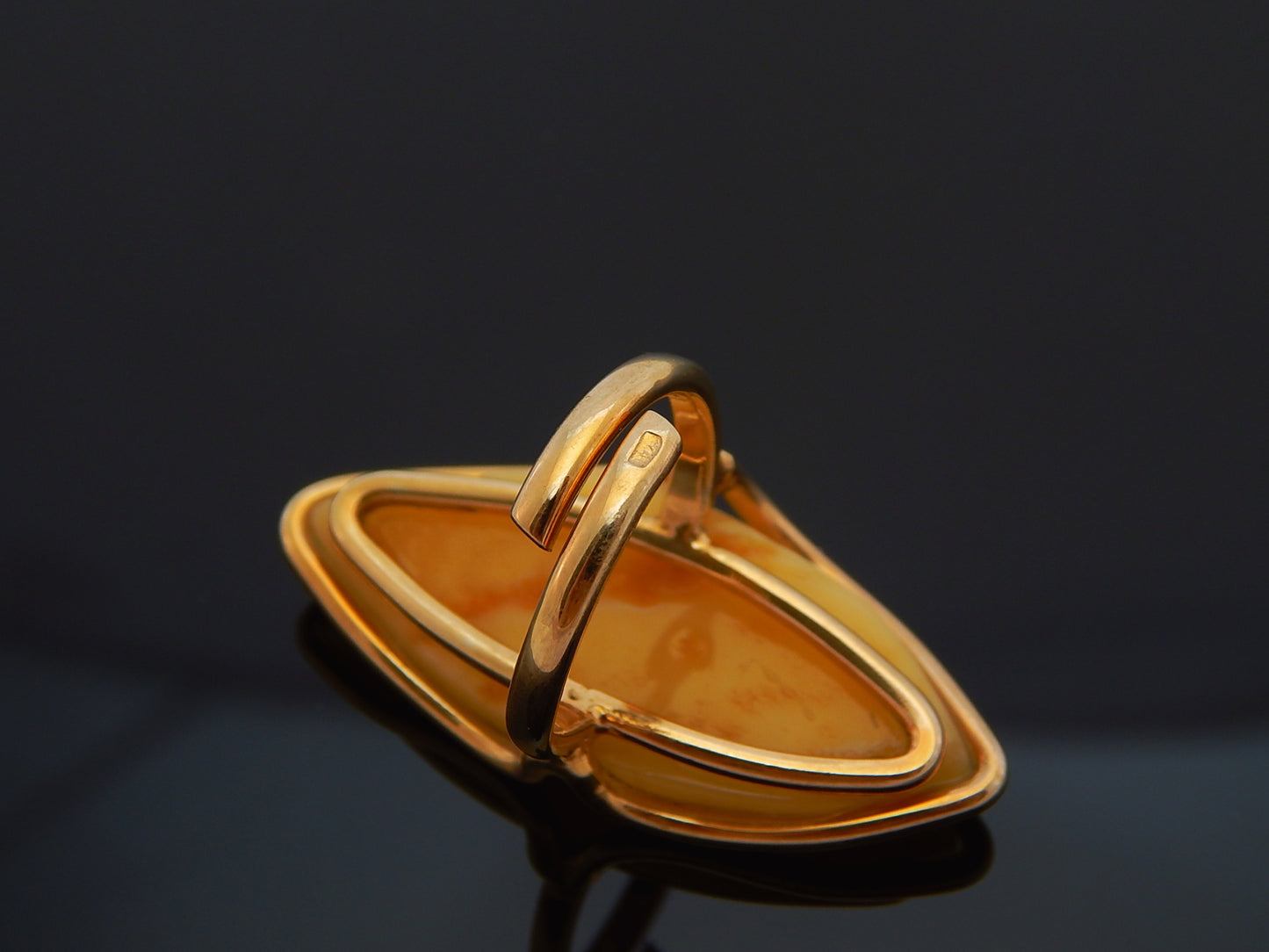 Natural Baltic Butterscotch Amber 14k Gold Plated Handmade Statement Ring