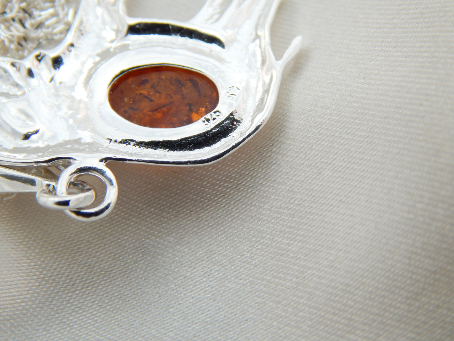 Natural Baltic Cognac Lucky Elephant Pendant Necklace in 925 Silver