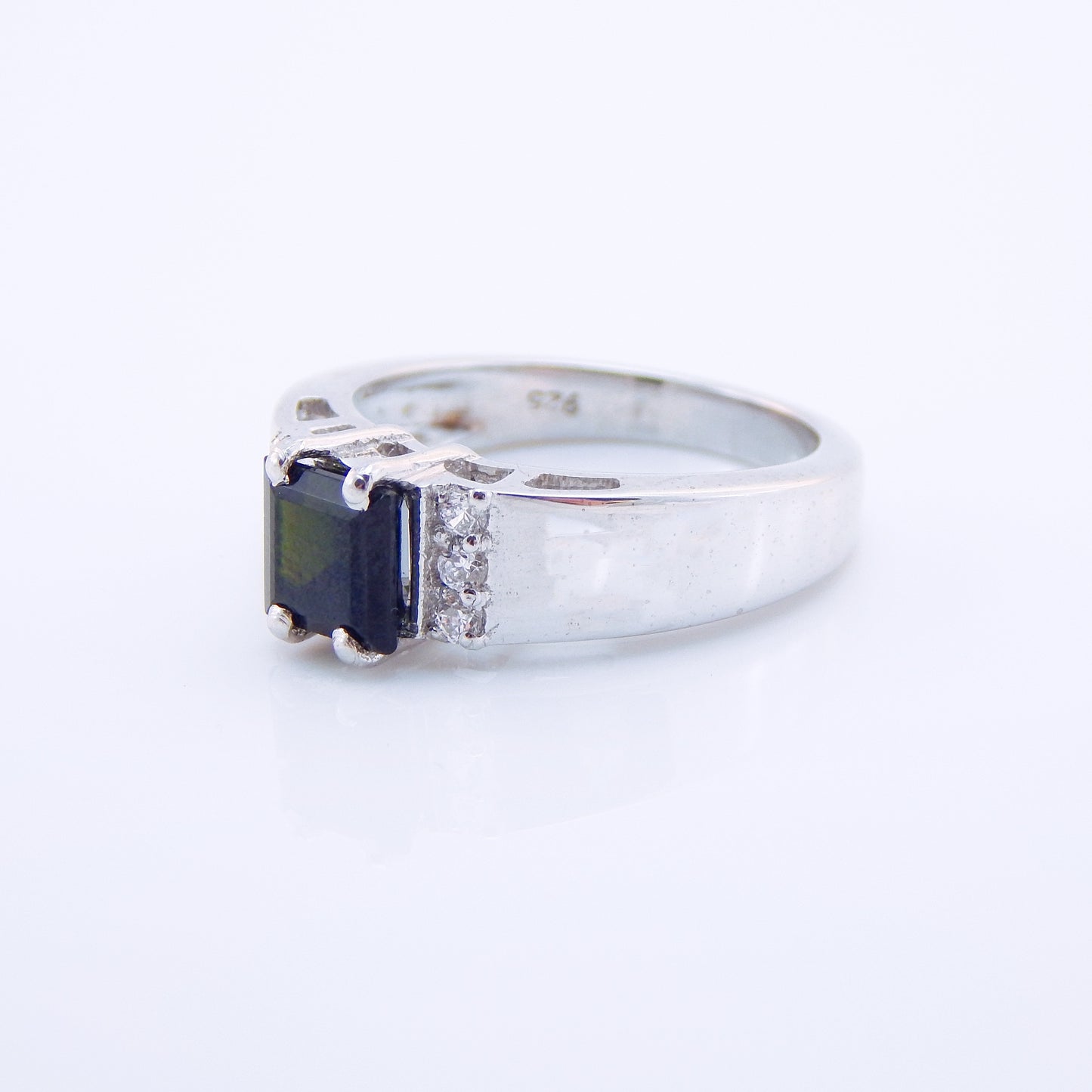 Genuine Green Tourmaline Cushion Cut Ring in 925 Sterling Silver