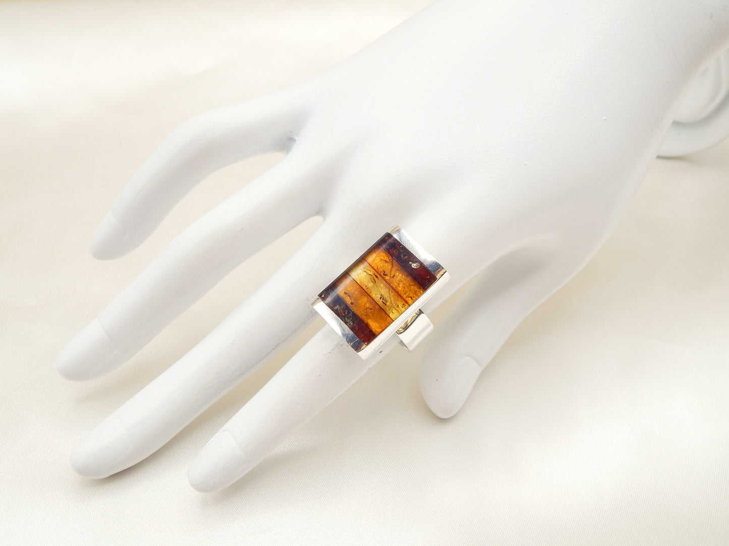 Natural Baltic Cognac Amber Handmade Modern Adjustable Ring