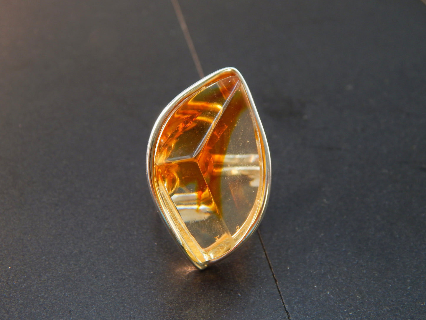 Natural Baltic Lemon Amber Ombre Adjustable Ring in 925 Sterling Silver