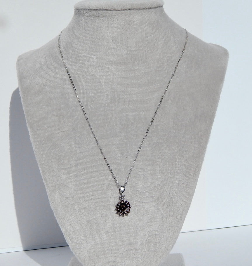 Natural Smokey Topaz Pendant Necklace in .925 Silver