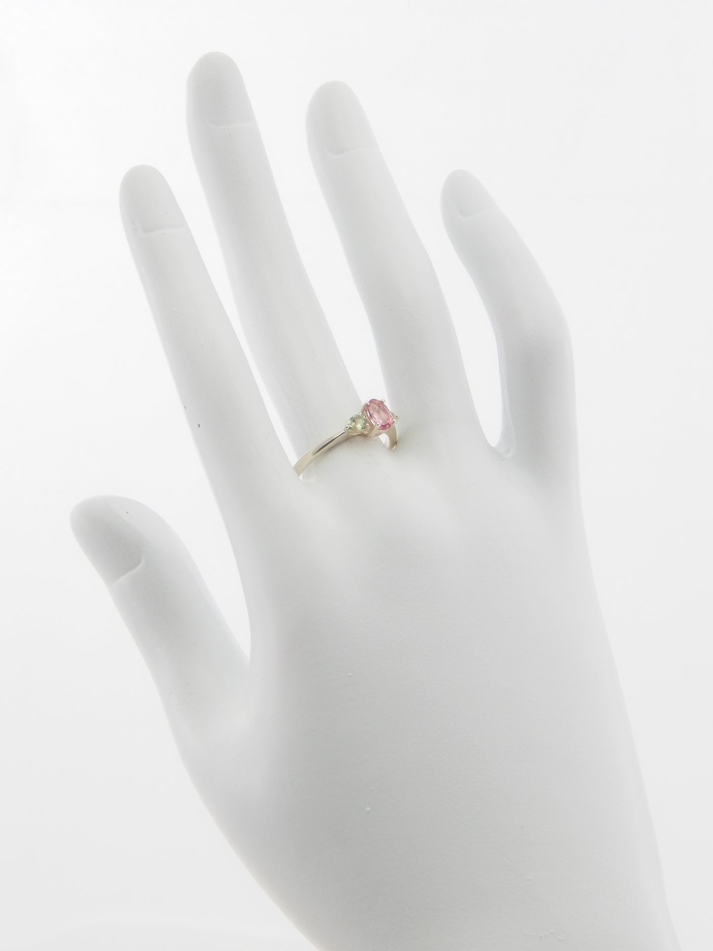 Genuine Pink and Green Tourmaline Ring in 925 Silver