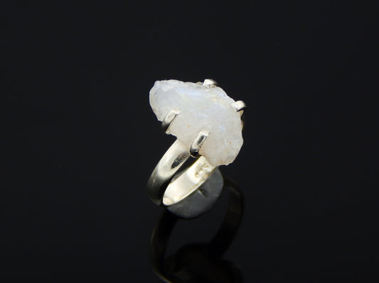 Natural Rough Cut Moonstone Ring in 925 Sterling Silver