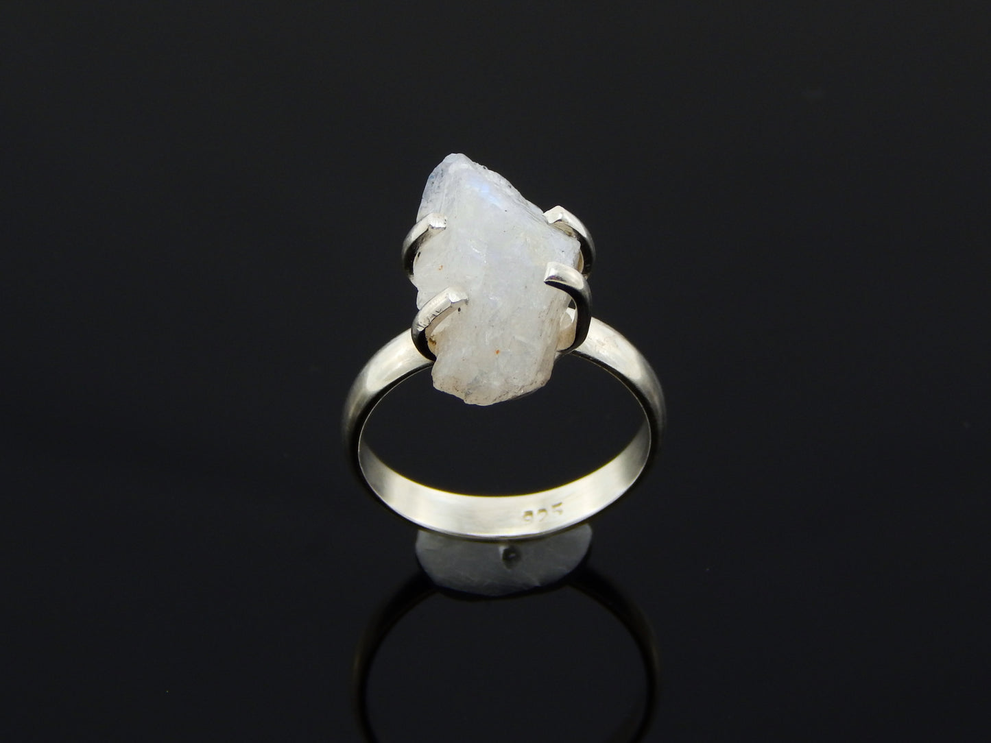 Natural Rough Cut Moonstone Ring in 925 Sterling Silver