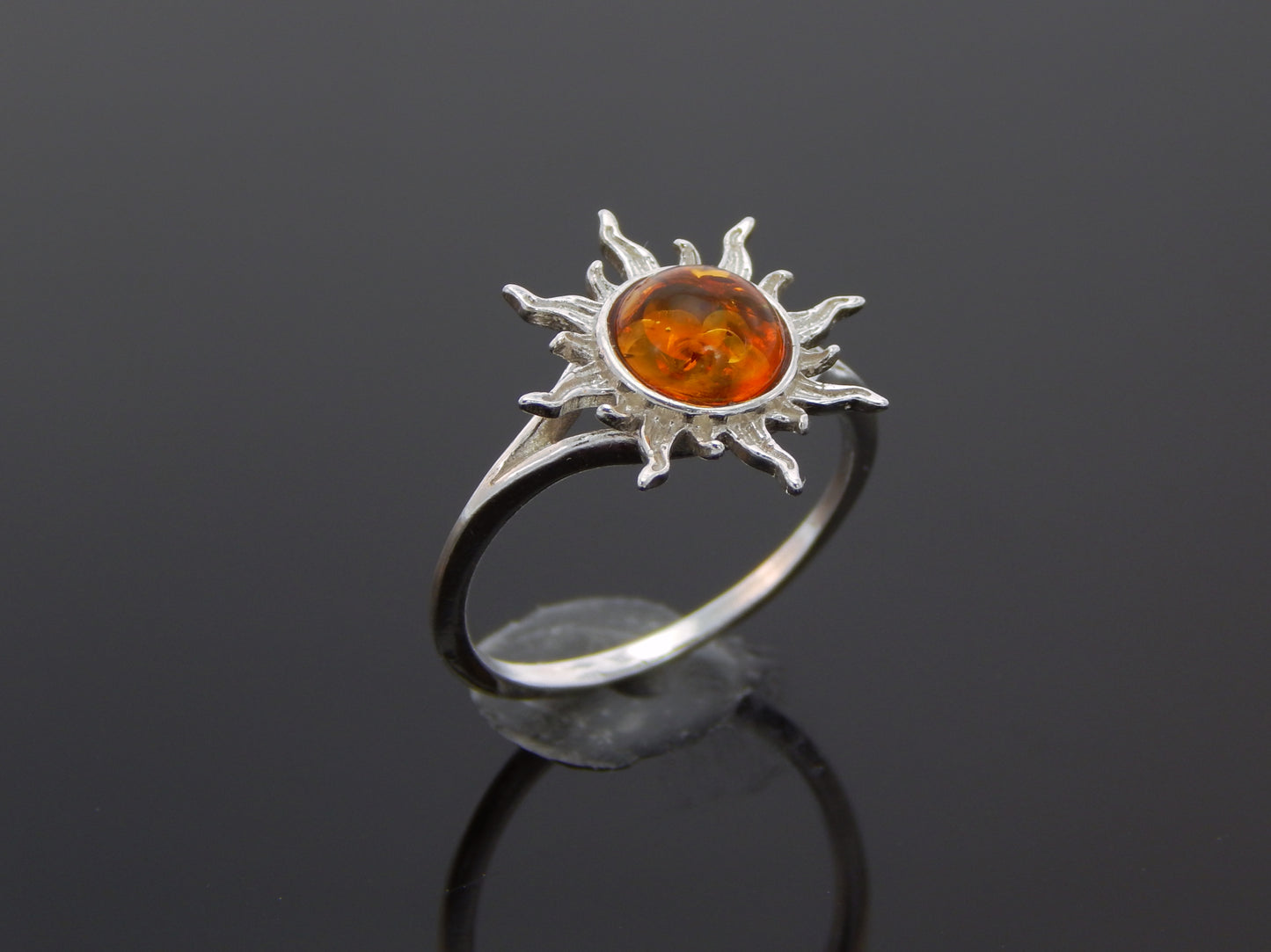 Natural Baltic Cognac Amber Sun Ring