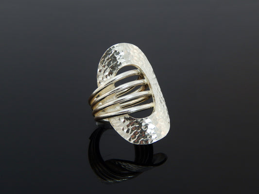 925 Hammered Sterling Silver Boho-Chic Ring